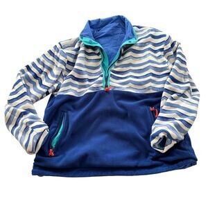 Chubbies Reversible Fleece 1/2 Zip Pull Over Jacket Men Size Large Blue Waves